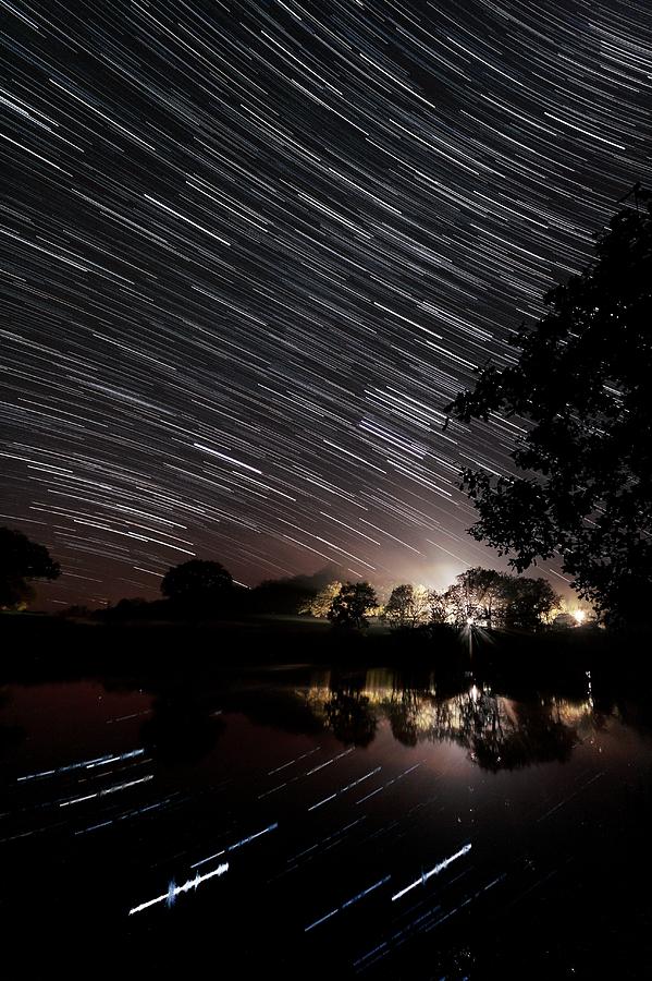 Tree Photograph - Star Trails #3 by Laurent Laveder