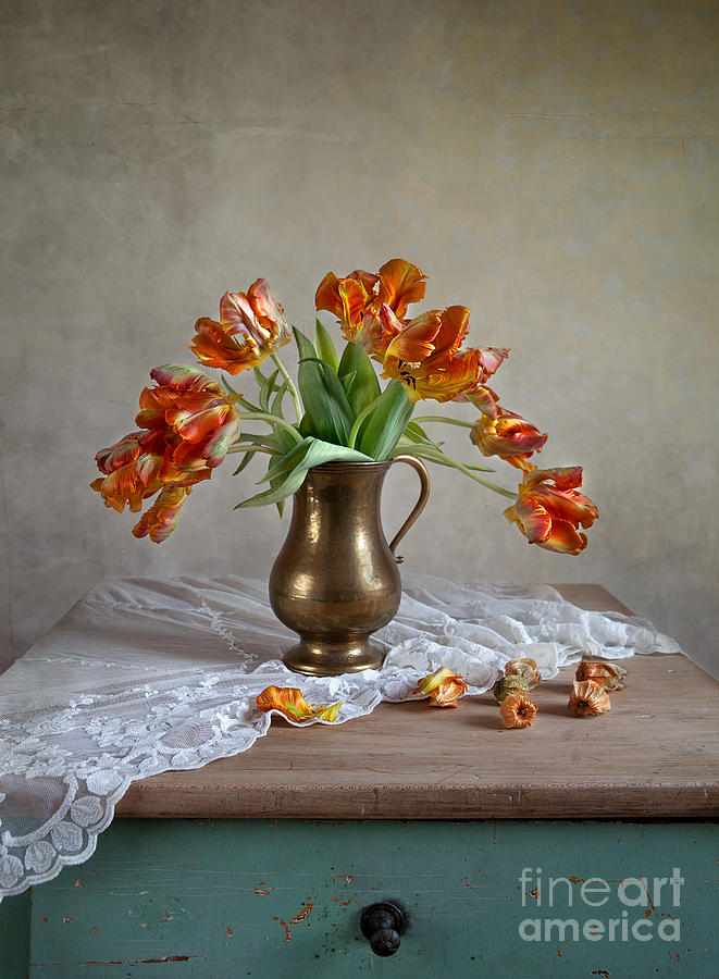 Tulip Photograph - Still Life with Tulips #3 by Nailia Schwarz
