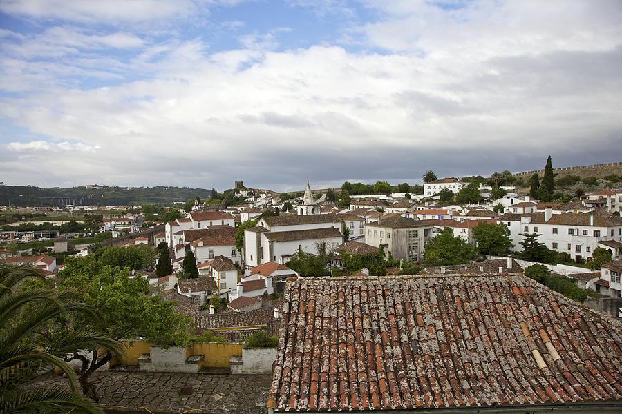 Terracotta Rooftops of the Medieval Village of Obidos #1 Photograph by David Letts