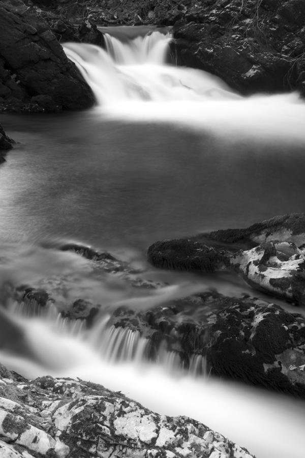 The Soteska Vintgar gorge in black and white #3 Photograph by Ian Middleton