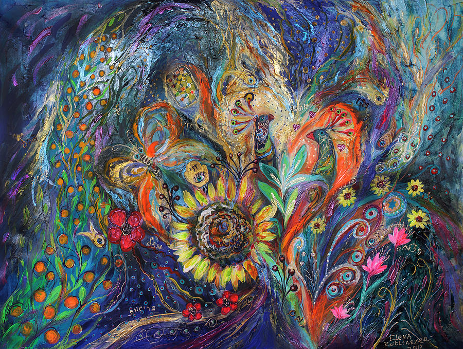 Abstract Painting - The Sunflower #3 by Elena Kotliarker