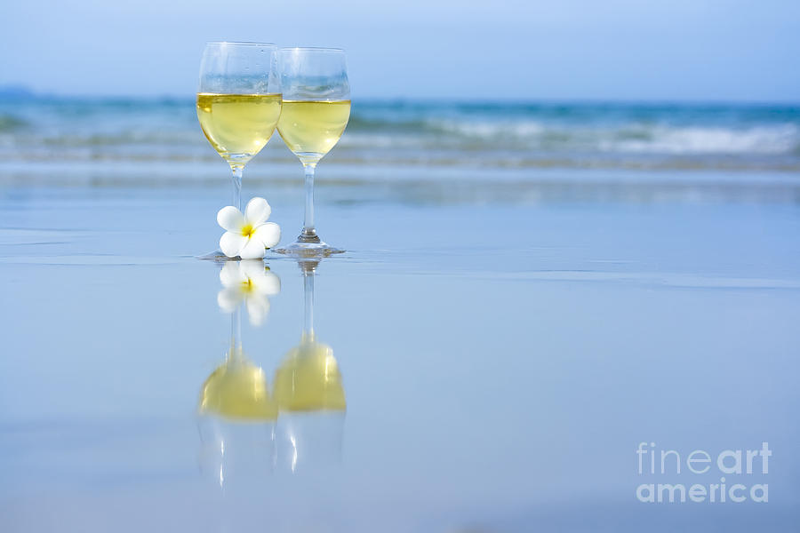 Two Glasses Of White Wine Photograph