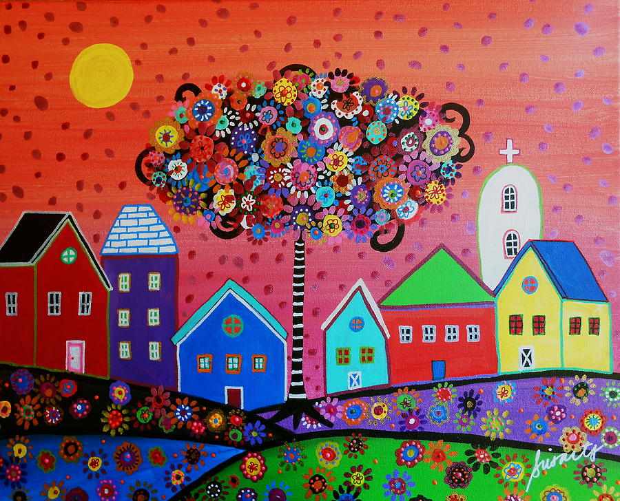Whimsical Town #3 Painting by Pristine Cartera Turkus