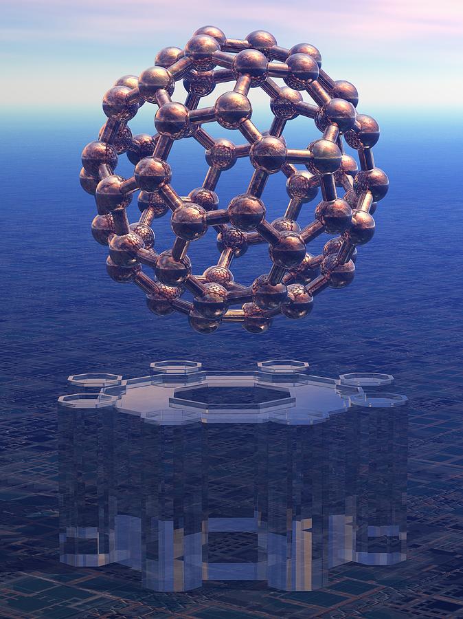 Buckyball Molecule, Artwork #32 Digital Art by Laguna Design