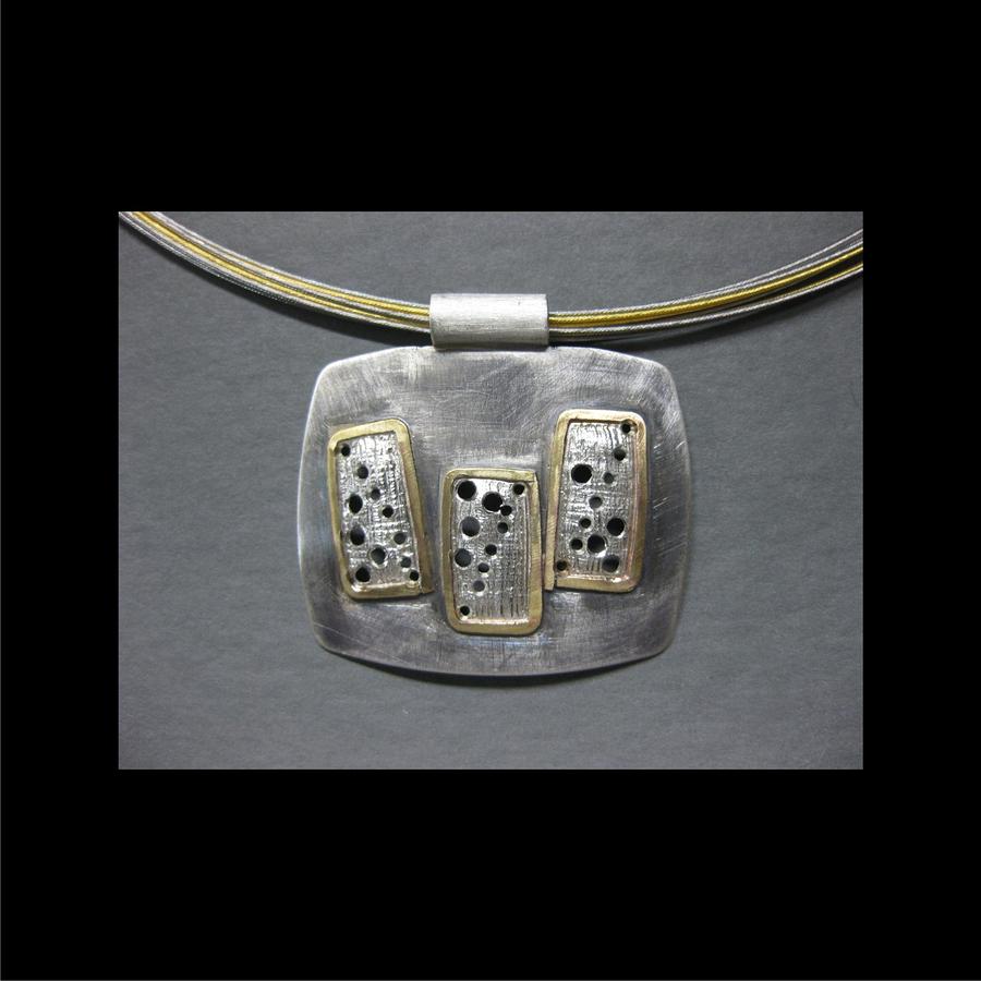 351 Pendant Screen work three rectangles Jewelry by Brenda Berdnik