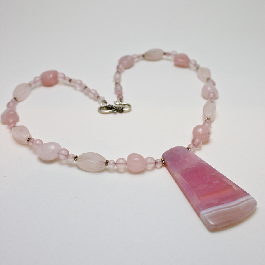 3604 Rose Quartz and Agate Pendant Necklace Jewelry by Teresa Mucha ...