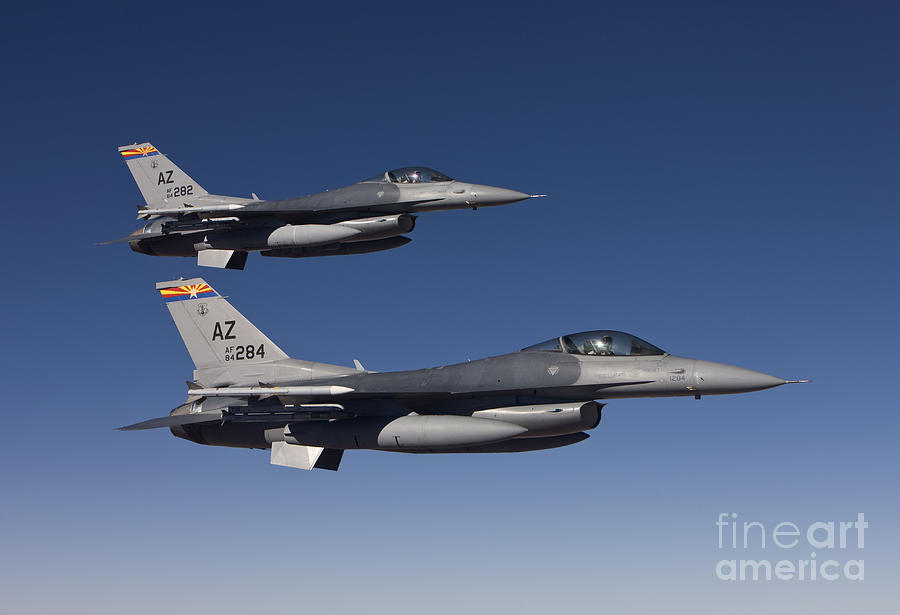 A Pair Of F-16s Fly In Formation #4 Photograph by HIGH-G Productions