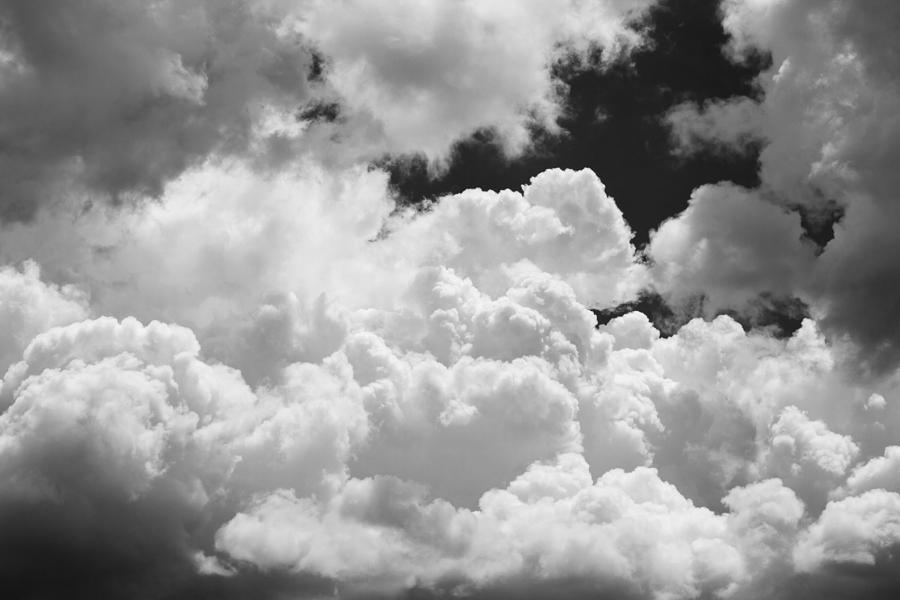 Black And White Sky With Building Storm Clouds Fine Art Print
