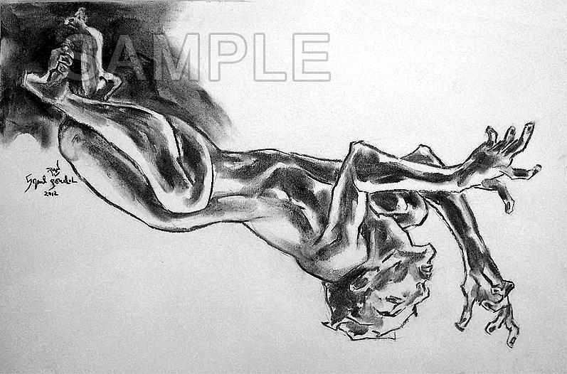 Nude Drawing - Charcoal Series #4 by L Gopal goud -Gopi