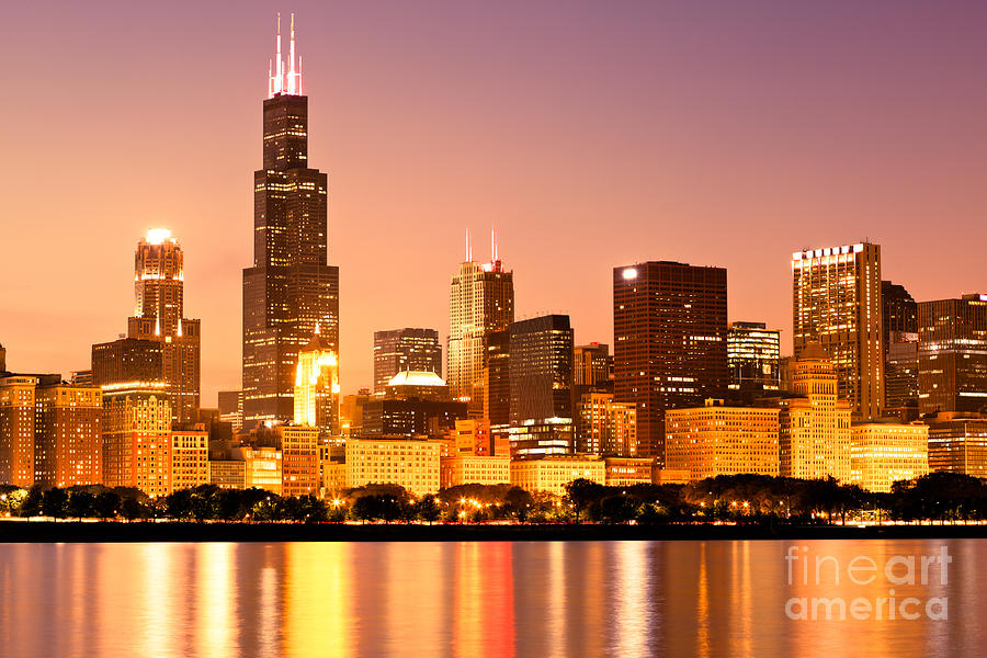 Chicago Skyline at Night #5 Photograph by Paul Velgos