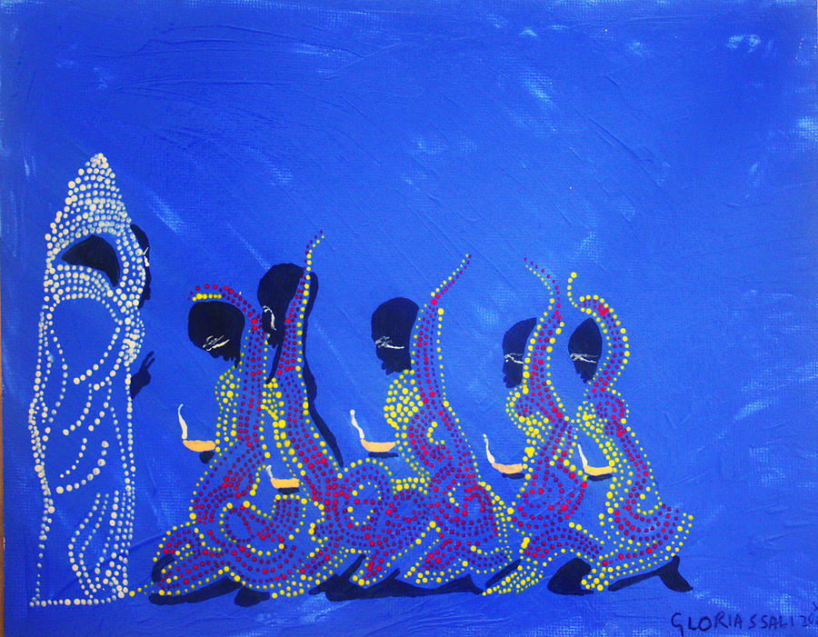 Dinka Wise Virgins #4 Painting by Gloria Ssali