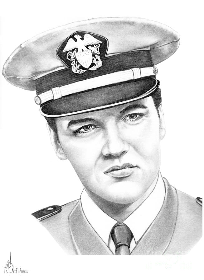 Portrait Drawing - Elvis Presley #4 by Murphy Elliott