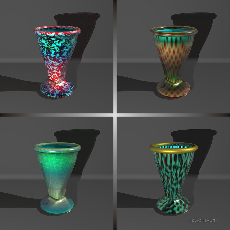 Vase Digital Art - 4 Glass Vases - Series 1 by Walter Neal