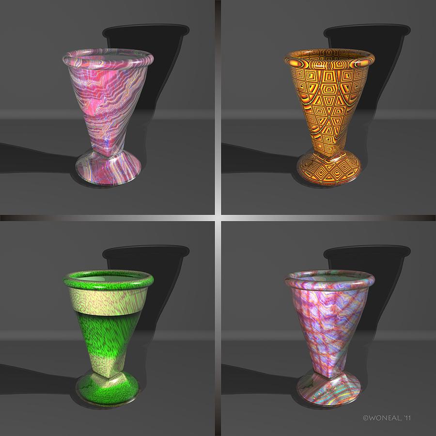 Vase Digital Art - 4 Glass Vases - Series 3 by Walter Neal