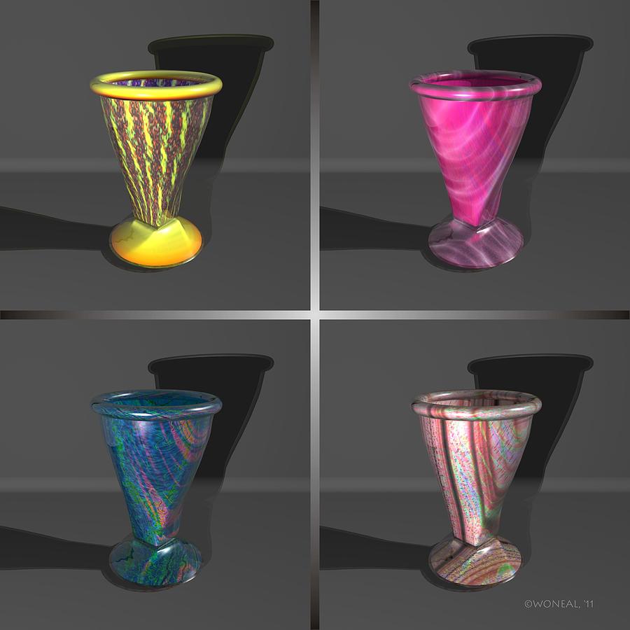 Vase Digital Art - 4 Glass Vases - Series 4 by Walter Neal