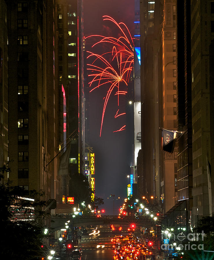 Times Square Photograph - Macys Fireworks 2011 #4 by Tom Callan