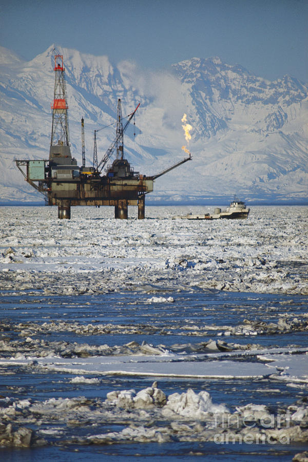 Industry Photograph - Offshore Oil Drilling Platform, Alaska #4 by Joe Rychetnik