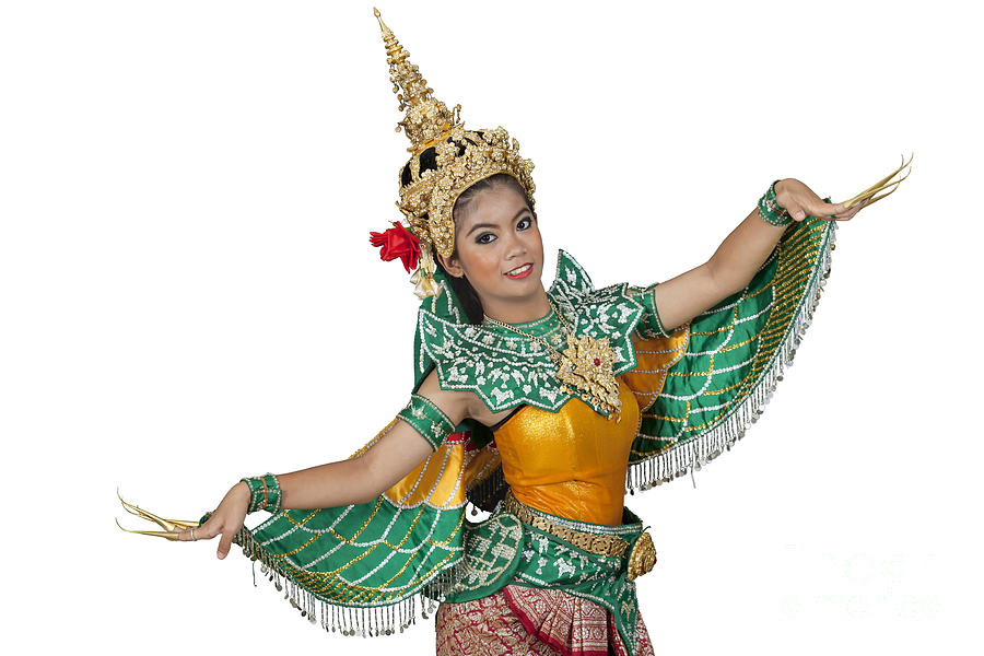 Portrait of Thai young lady in an ancient Thailand dance #4 Photograph by Anek Suwannaphoom
