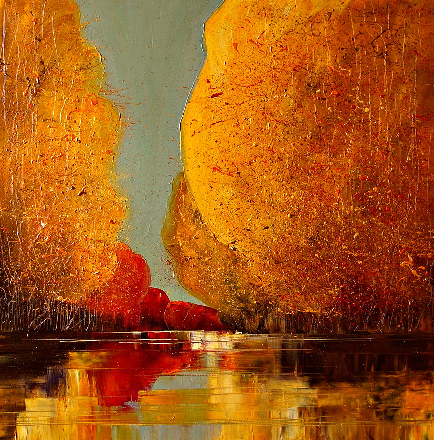 Fall Painting - River #4 by Justyna Kopania