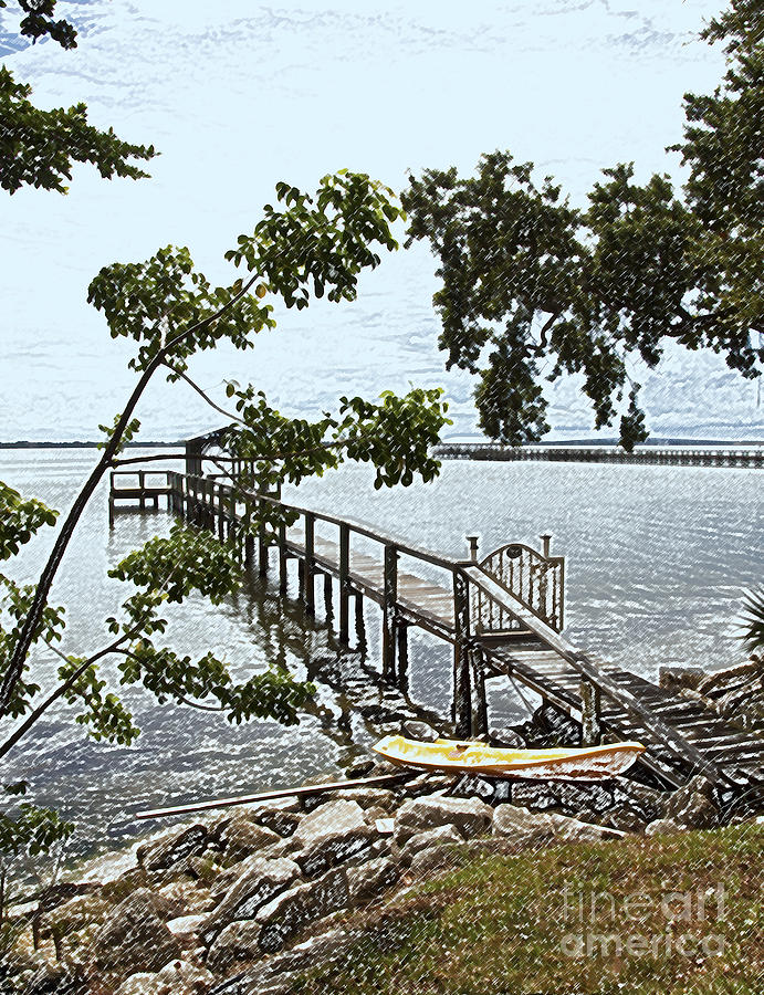 Tree Painting - River Walk on the Indian River Lagoon #4 by Allan  Hughes
