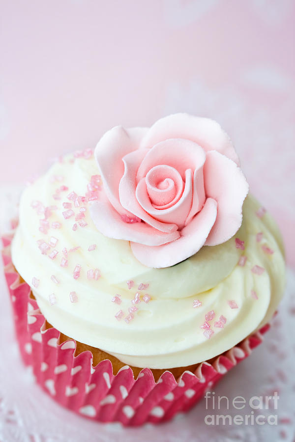 Cake Photograph - Rose cupcake #4 by Ruth Black