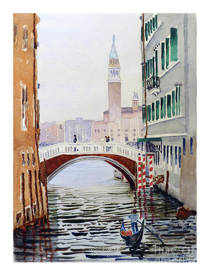 Venice canal #2 Painting by Godwin Cassar