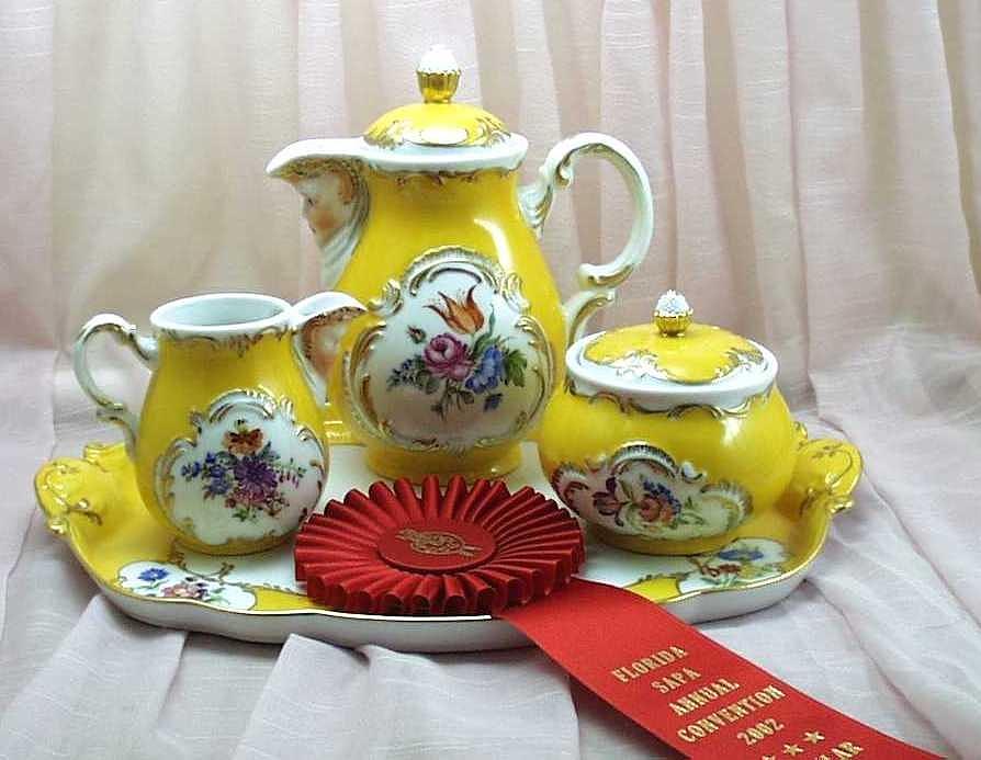 Flower Ceramic Art - 470 Fancy Tea Set by Wilma Manhardt