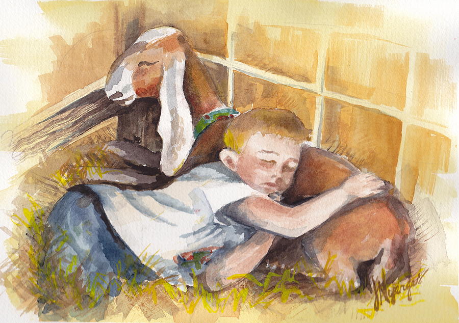 Animal Painting - 4H Series 2 Goat Nap by Judi Nyerges