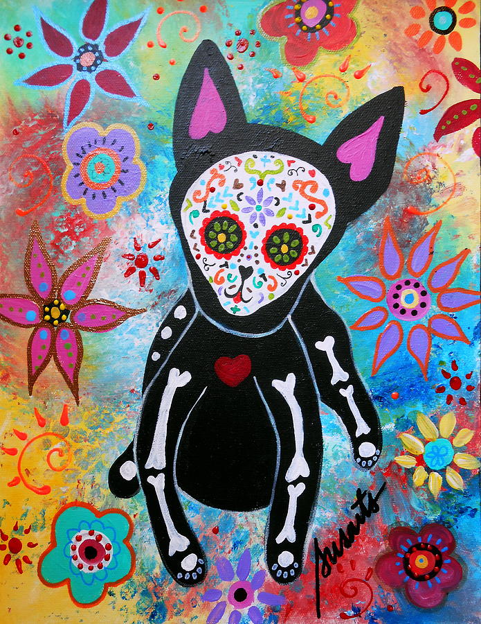 Skull Painting - Chihuahua Dia De Los Muertos #5 by Pristine Cartera Turkus