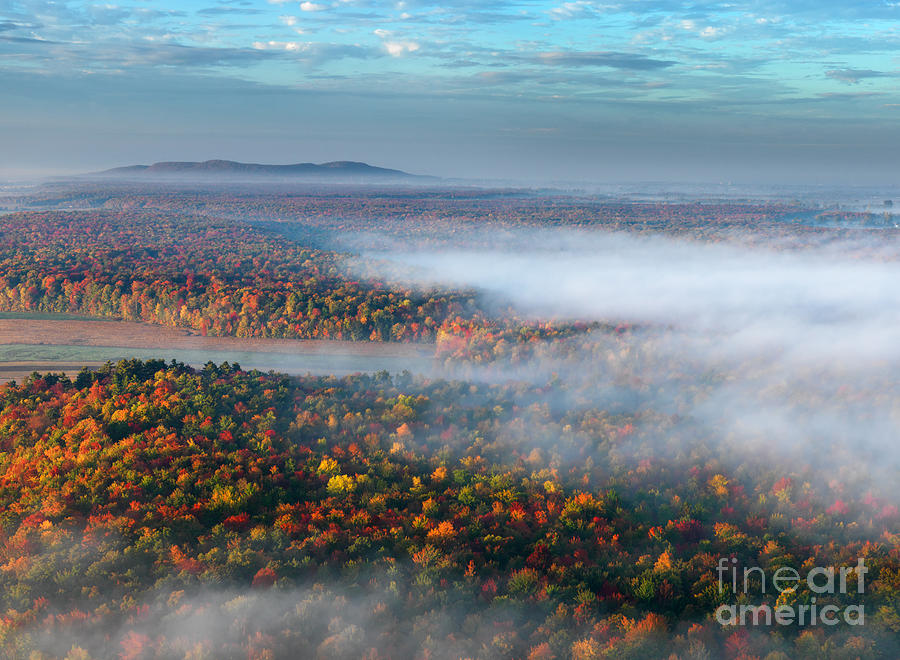Early Autumn Morning Fog on The Richelieu River Valley Quebec Ca #5 Photograph by Laurent Lucuix