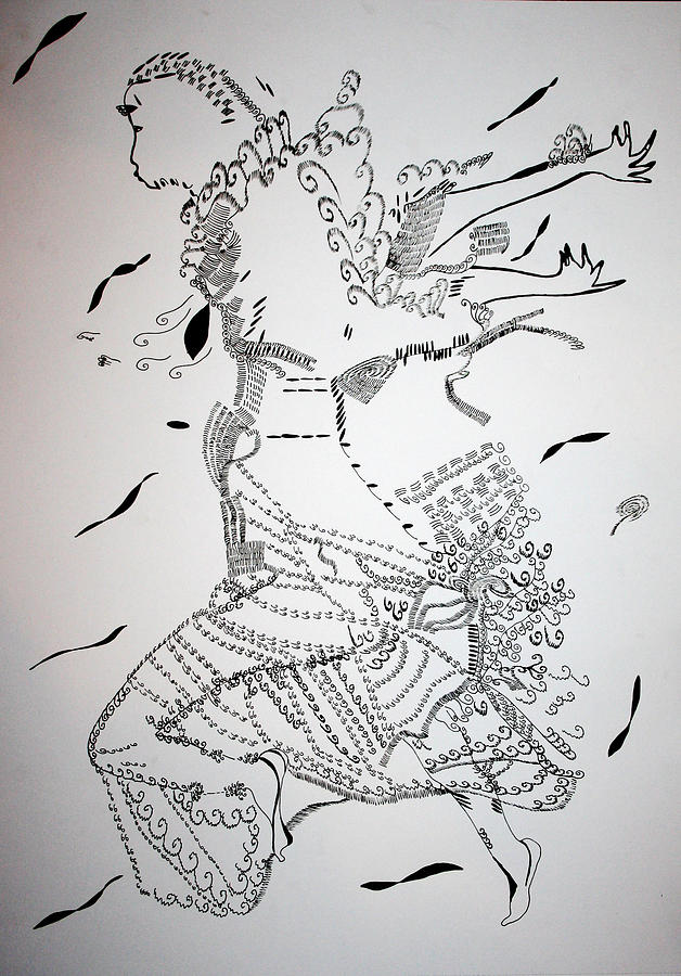 Kiganda dance - Uganda #5 Drawing by Gloria Ssali