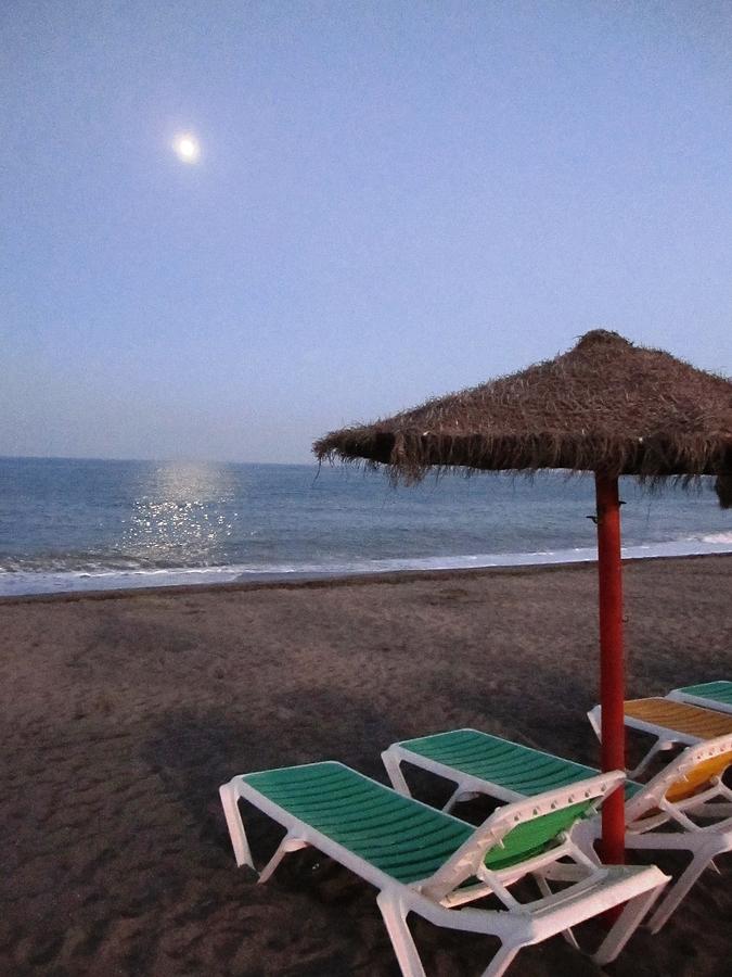 Moon Light Beach Umbrellas and Chairs Costa Del Sol Spain #5 Photograph by John Shiron