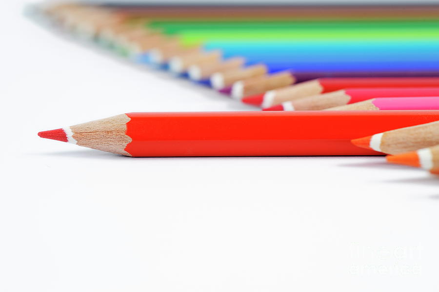 Crayon Photograph - Row of colorful crayons #5 by Sami Sarkis