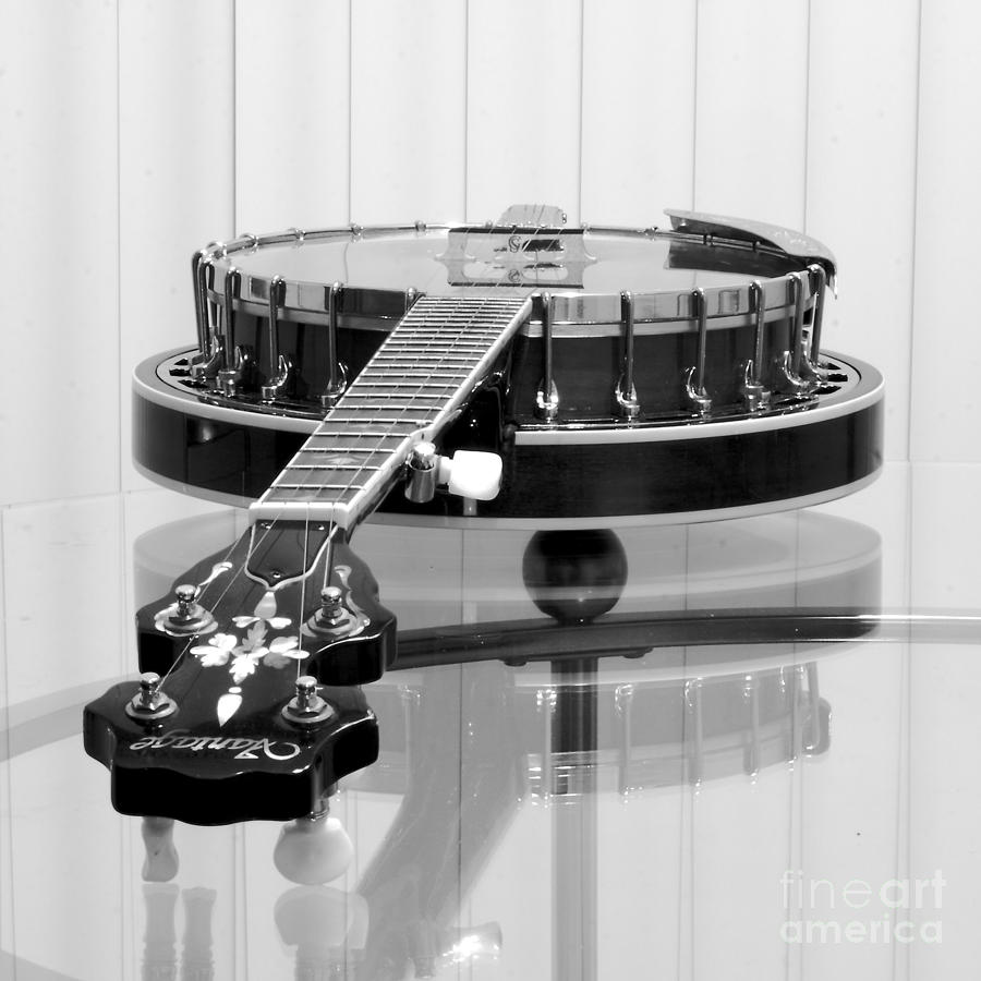 Music Photograph - 5-String On Glass by Robert Frederick