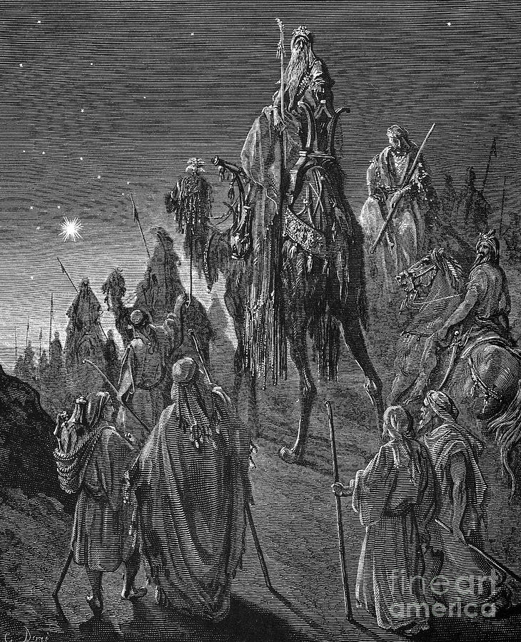 Camel Drawing - The Nativity by Gustave Dore