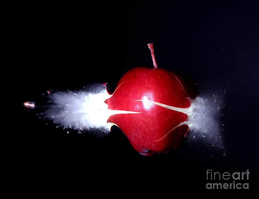 Bullet Hitting An Apple #6 Photograph by Ted Kinsman
