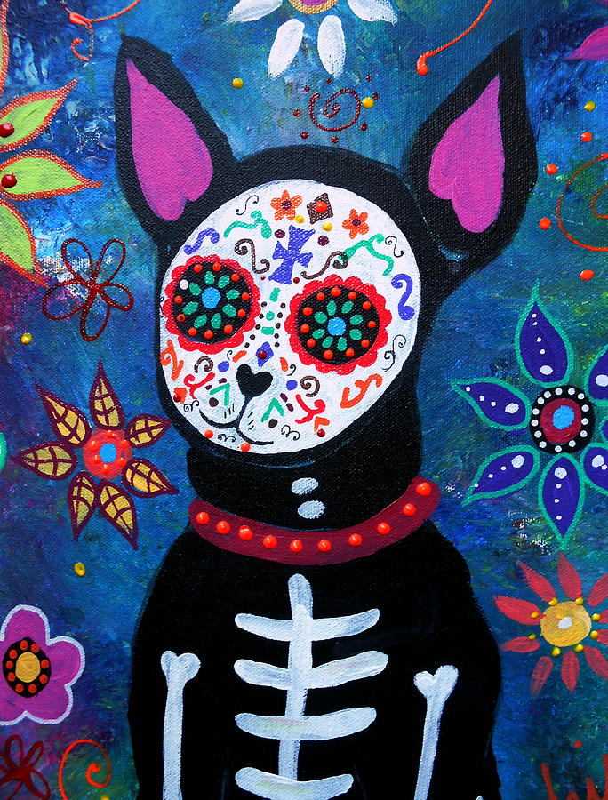 Skull Painting - Chihuahua Day Of The Dead #6 by Pristine Cartera Turkus