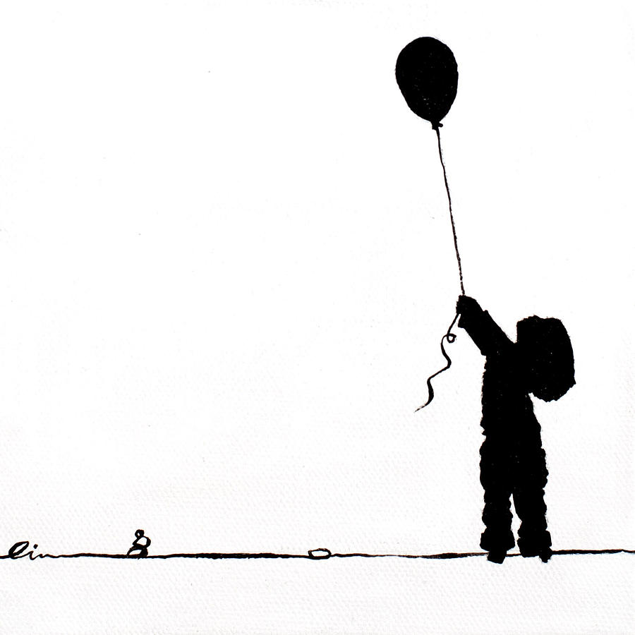 young girl silhouette balloon