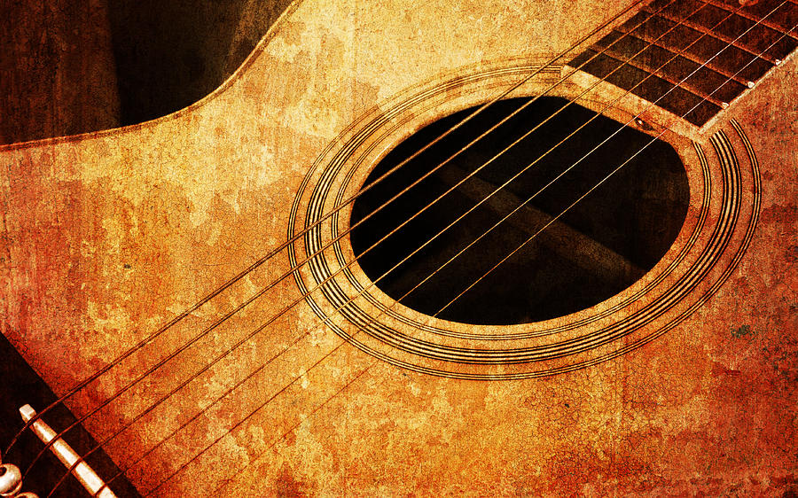 Music Mixed Media - Old Guitar #6 by Nattapon Wongwean