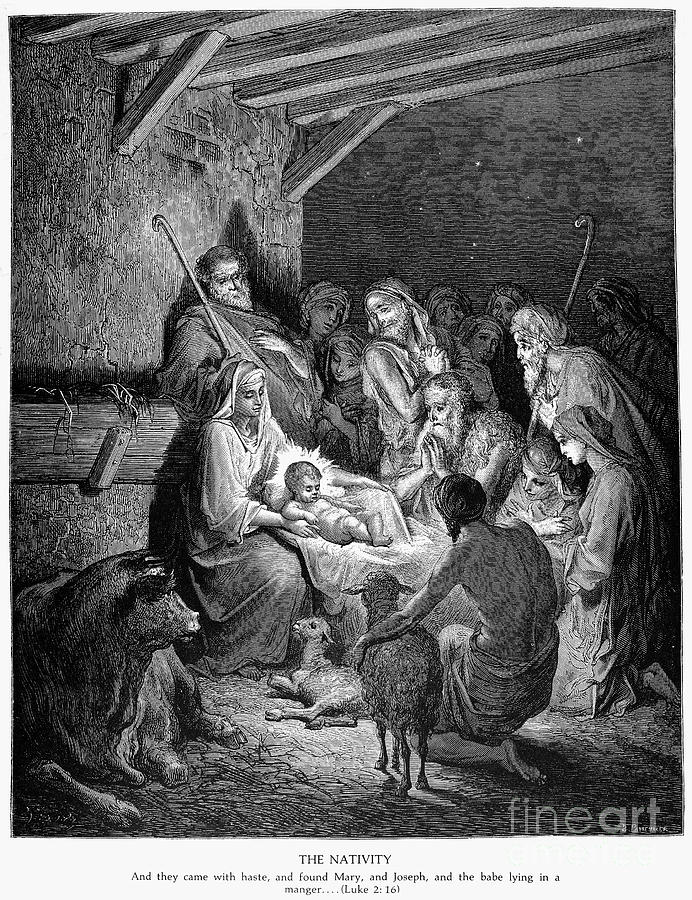 The Nativity #2 Drawing by Gustave Dore The Nativity #2 Drawing by Gustave Dore