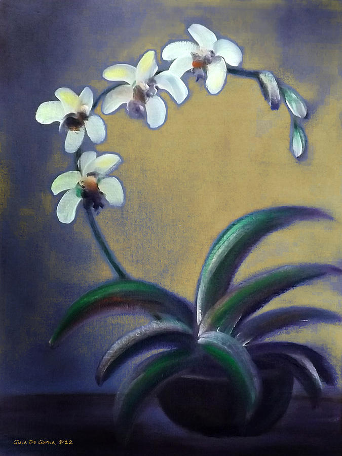 White Orchids #7 Painting by Gina De Gorna