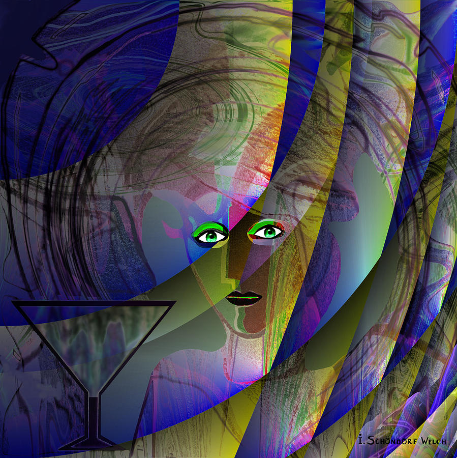 691 - lady blue Eyes Digital Art by Irmgard Schoendorf Welch