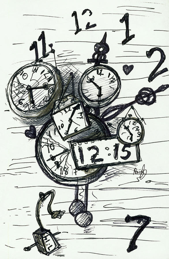 Broken Clocks Drawing by Rene Capone