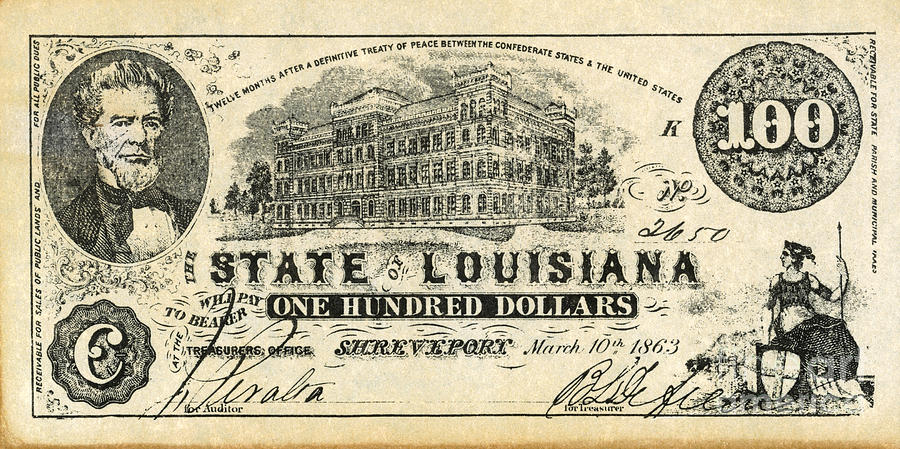 1863 Photograph - Confederate Banknote #7 by Granger