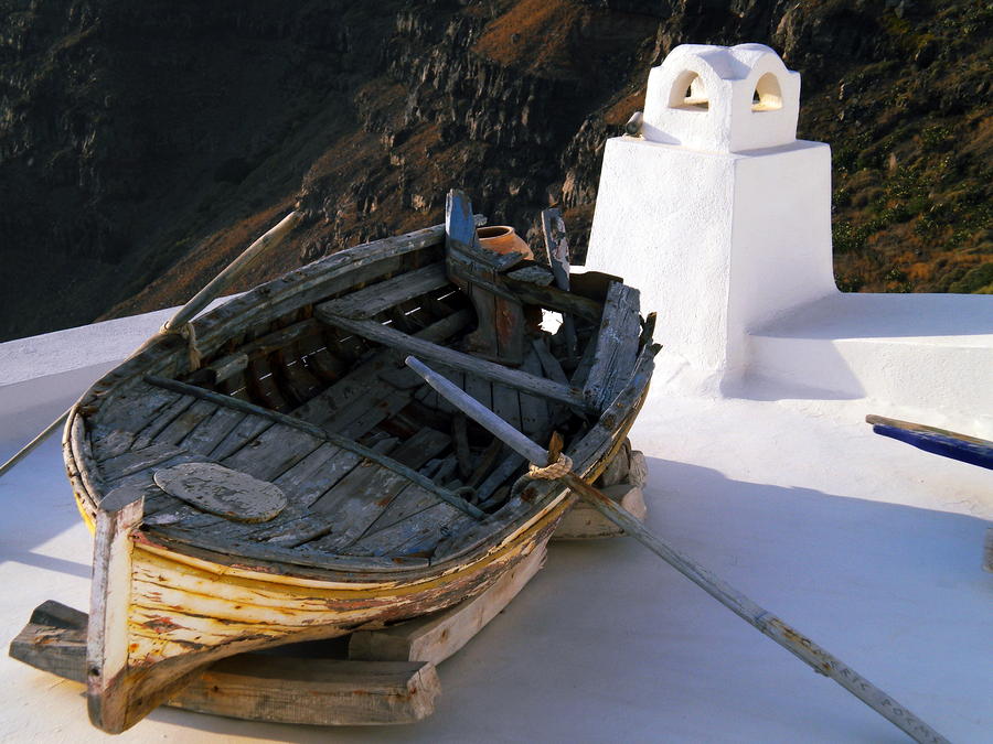Boat Photograph - Santorini Greece by Colette V Hera Guggenheim
