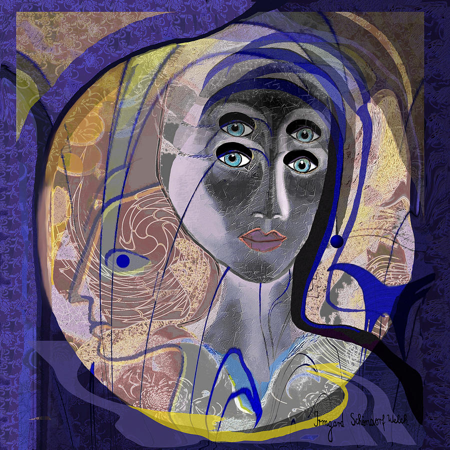 743 - Blue eyes Painting by Irmgard Schoendorf Welch
