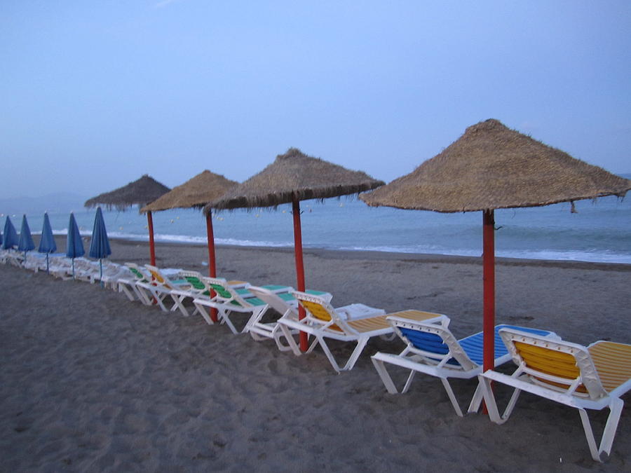 Beach Umbrellas and Chairs Costa Del Sol Spain #8 Photograph by John Shiron