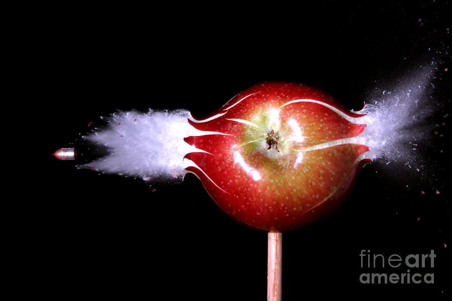Bullet Hitting An Apple #8 Photograph by Ted Kinsman