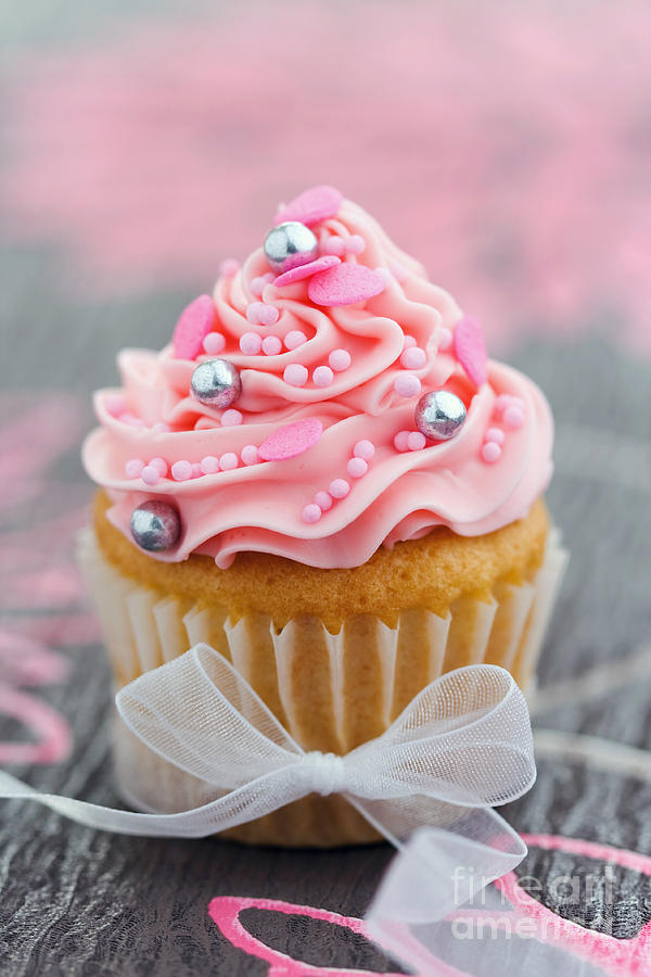 Cake Photograph - Pink cupcake #8 by Ruth Black