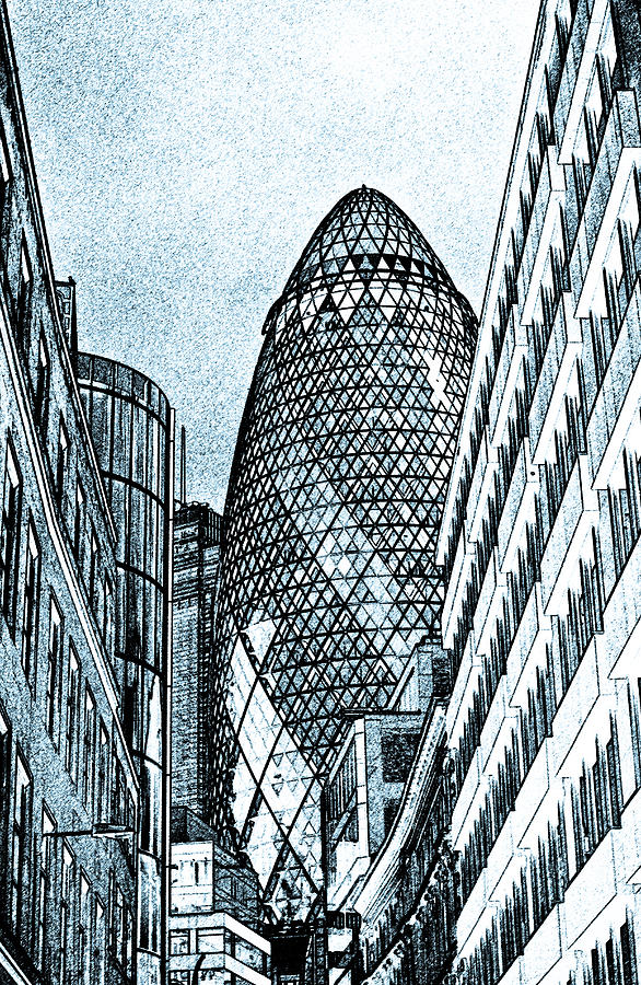 London Digital Art - The Gherkin London #8 by David Pyatt